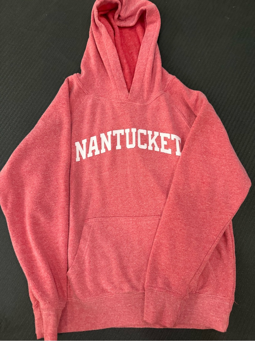 Nantucket Heathered/Vintage Red Hooded Sweatshirt -Kids Cozy Pullover size S 6/8